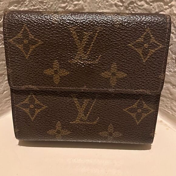 Louis Vuitton Monogram Compact Trifold Wallet Classic Brown Tan LV Logo Pattern - Picture 1 of 14